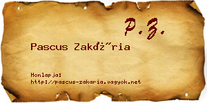Pascus Zakária névjegykártya